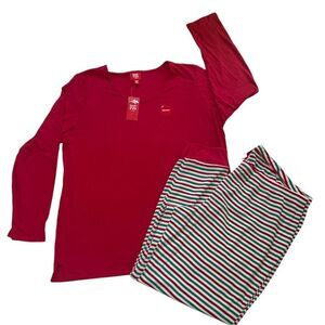 Family PJs matching women’s thermal waffle steward plaid set, size XXL